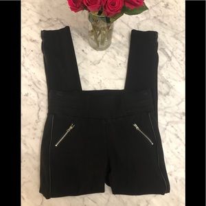 Black leggings with faux leather detail